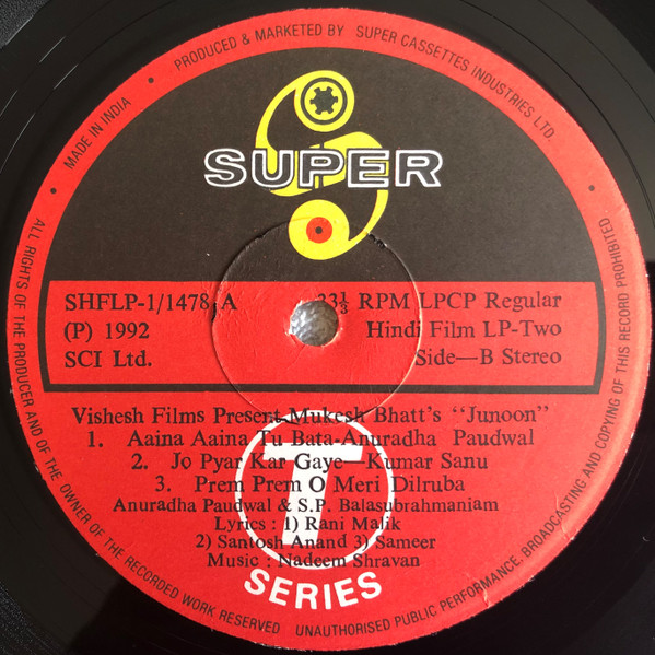 Junoon Lp Record Rgh India