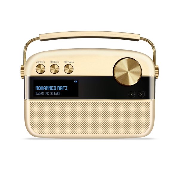 Saregama Carvaan Hindi Portable Music Player - Sound by Harman/Kardon with 5000 Preloaded songs, FM/ BT/AUX - Wine Gold (Champagne Gold)